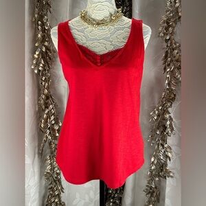 Maurices‎ 24/7 Red Eyelet Trim Tank Top Medium Boho Chic